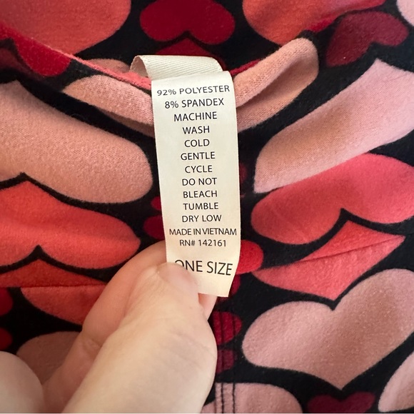 LuLaroe Pink and Red Hearts Valentines Leggings/Pants One Size - Picture 5 of 6
